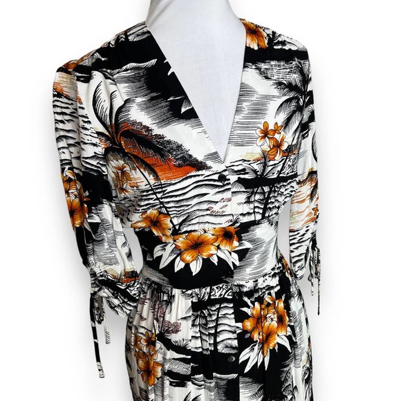 Maje Rolina Hawaiian Tropical Print Button Front Dress Sz 1 = Small - Picture 5 of 12
